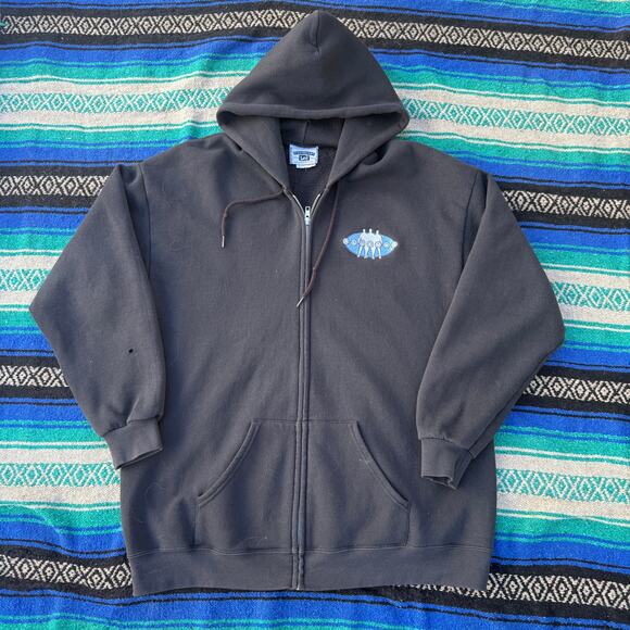 Men's Vintage The Blue Man Group Black Zip Up Hoodie Sweatshirt Jacket Sz XL VTG - Picture 1 of 5